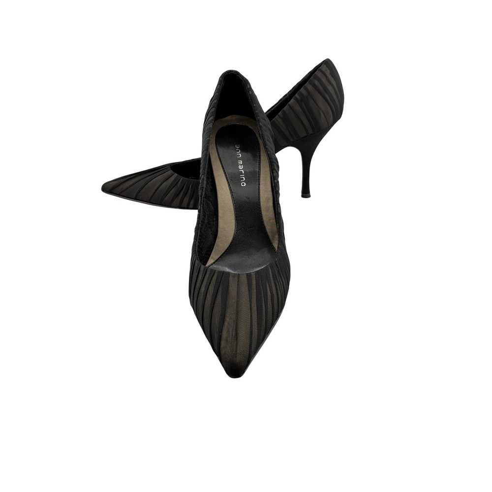 Ann Marino Stiletto 4" Heels Shoes 10 Black pointy chiffon Vamp Dark Fairy Chic